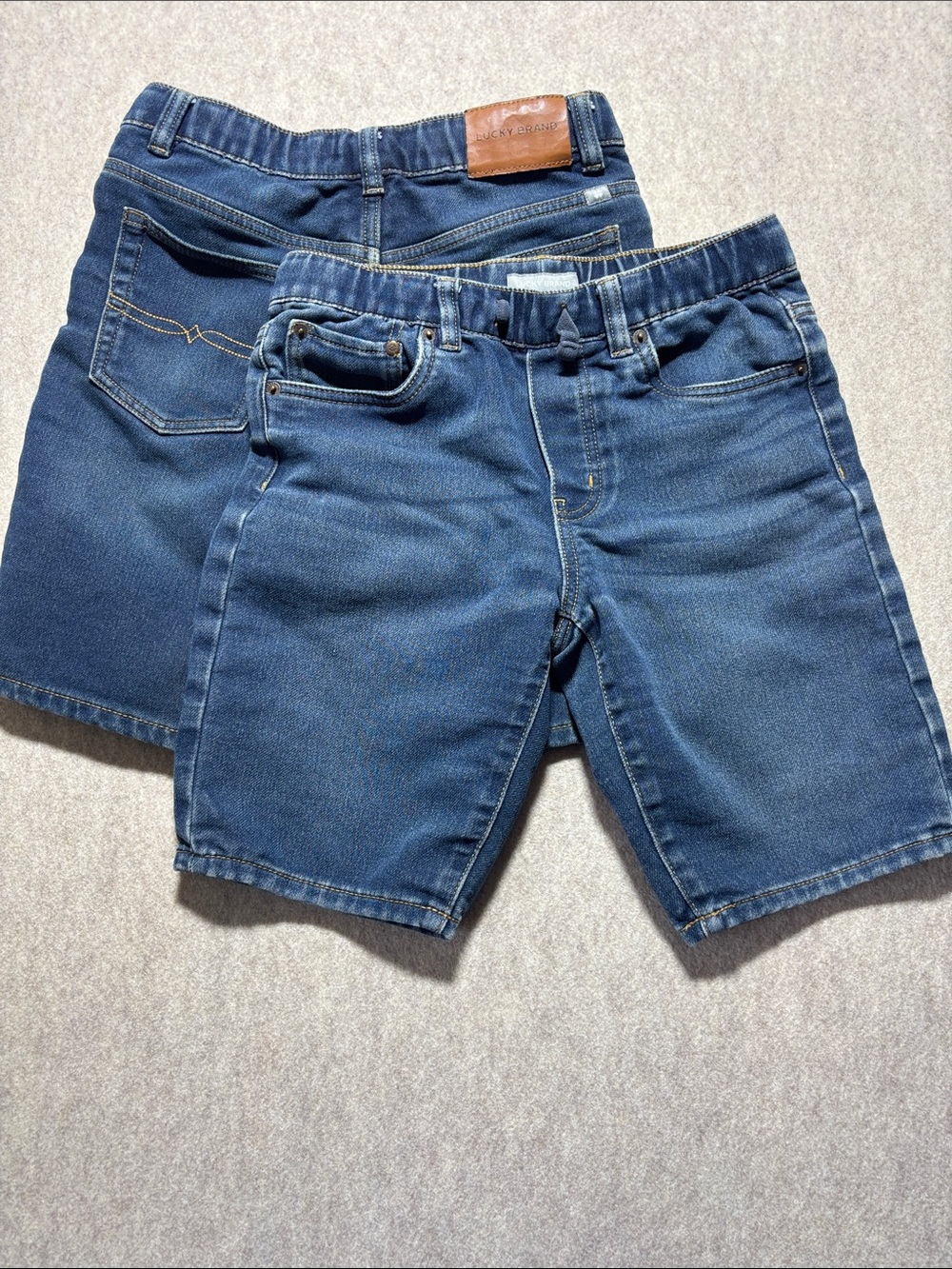 Lucky Brand Boys Elastic Jean Shorts Adjustable Waist Size 10/12 Lot Of 2 (1)